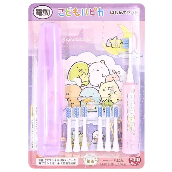こどもハピカ 電動歯ブラシ はじめてセット(本体 替ブラシ6本 ハードケース)  超微細タタキ振動で毎分7,000回 毛はやわらかめ 日本製 デザイン(4種) こどもの日 夏の連休中 夏休みの 生活習慣 お誕生日 プレゼント
