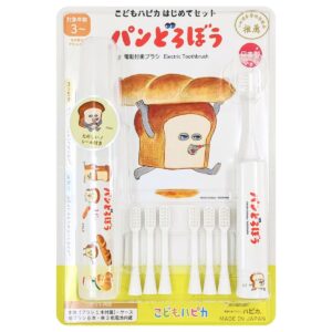 こどもハピカ 電動歯ブラシ はじめてセット(本体 替ブラシ6本 ハードケース)  超微細タタキ振動で毎分7,000回 毛はやわらかめ 日本製 デザイン(4種) こどもの日 夏の連休中 夏休みの 生活習慣 お誕生日 プレゼント - 画像 (2)