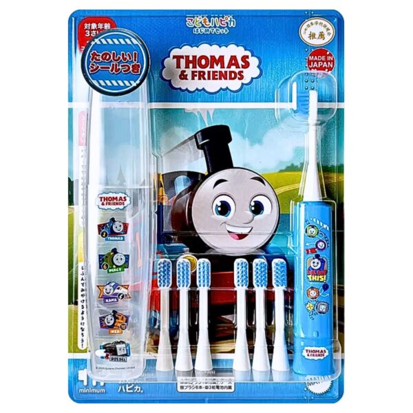 こどもハピカ 電動歯ブラシ はじめてセット(本体 替ブラシ6本 ハードケース)  超微細タタキ振動で毎分7,000回 毛はやわらかめ 日本製 デザイン(4種) こどもの日 夏の連休中 夏休みの 生活習慣 お誕生日 プレゼント