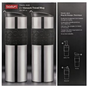 水筒 ボダム トラベルマグ ステンレス製 二重断熱 保温保冷 600ml 2個セット 型番:K12151-01COS 食器洗い 乾燥機可 保温効力:54℃以上(6h) 保冷効力:12℃以下(6h) 実用的 丈夫な水筒 #57657 実用的 母の日 父の日 プレゼント 冷たい 飲み物をキープ - 画像 (2)