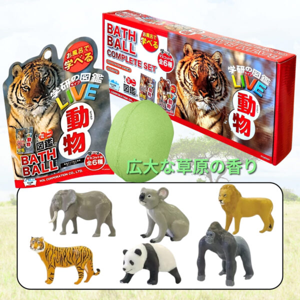 【入浴用化粧品】学研図鑑LIVE バスボール 6個セット 発泡タイプ 対象年齢12歳以上 お風呂で学びと発見 (キャラクター: 恐竜、動物）中国製 対象年齢12歳以上