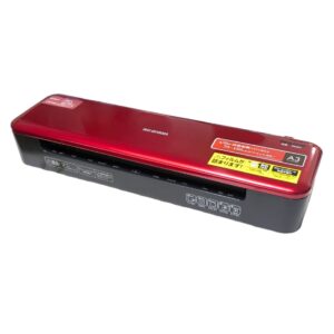 アイリスオーヤマ 高速起動ラミネーターA3 2本ローラー 75μmフィルムに対応  [KHSL-A322-R レッド] 35秒で高速起動 オートオフ機能 ワイヤートレー付き サイズ:490×154×80mm 重量:2.4kg 消費電力:1320W 電源:100V､50 / 60HZ - 画像 (2)