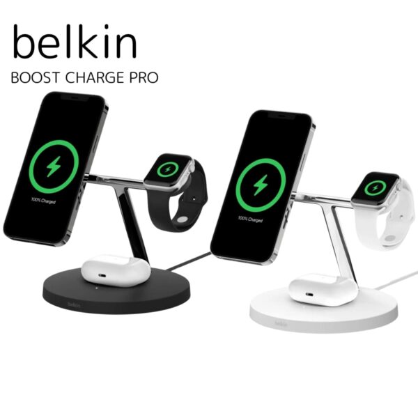 Belkin (ベルキン) wiz009dq magsafe 3-in-1 クレードル 充電器 高速充電 シームレス ワイヤレス充電 最大15W MagSafe対応: 15/14/13/12  (全/2色) Appleユーザー用 充電スタンド 実用的 父の日 プレゼント