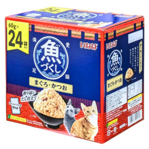 【ペットフード】キャットフード 愛猫満足 魚づくし(まぐろ･かつお) COS-04 ウェットフード フレークタイプ 60g×24袋 緑茶消臭成分配合  タイ製 レトルトパウチ いなばペットフード #64136 - 画像 (1)