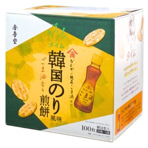 金吾堂 パリッとタイム 韓国海苔煎餅 うす焼きタイプ 100枚(20枚×5袋) 1枚ずつの個包装 米菓 #43012 お茶請け おつまみ シェア - 画像 (1)