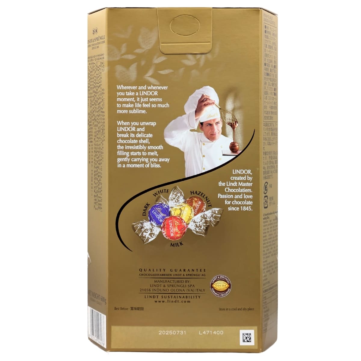 リンツ リンドール ゴールド アソート 4種類(ダーク , ミルク , ホワイト , ヘーゼルナッツ) 600g #593410（Lindt Lindor Gold Assorted 600g）チョコレート, ギフト, 高級チョコ , 個包装 - 画像 (3)