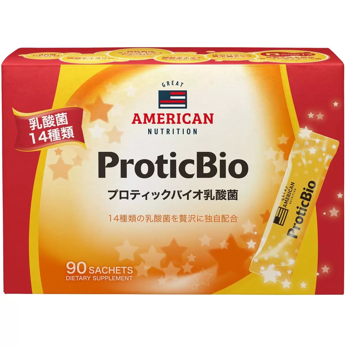 【乳酸菌・ビフィズス菌含有食品】プロティックバイオ (PROTICBIO) 乳酸菌 14種類の乳酸菌  個包装 スティックタイプ 3g×90包 1日安量:1～3包 1歳以上 家族全員の健康維持をサポート GREAT AMERICAN NUTRITION PROTICBIO GRANULE 90CT 台湾 #12243 健康食品 - 画像 (2)