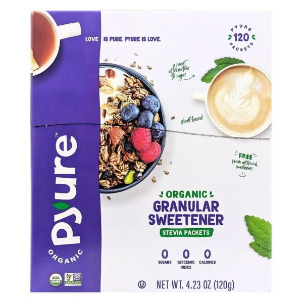 PYURE(ピュア) オーガニック 甘味料 ステビア 120包 砂糖不使用 持ち運びにも便利なパケット 実用的 母の日 父の日 プレゼント