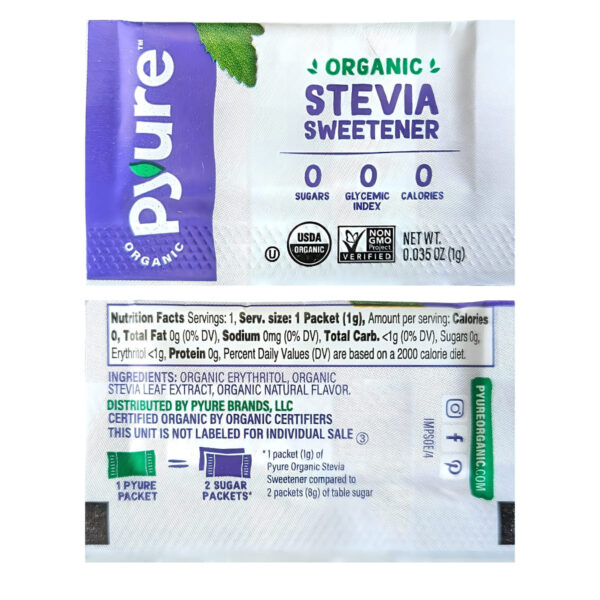 PYURE(ピュア) オーガニック 甘味料 ステビア 120包 砂糖不使用 持ち運びにも便利なパケット 実用的 母の日 父の日 プレゼント