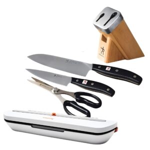 【家事応援企画】 セルフシャープニングナイフブロック4点セットと真空パック器 調理器具 キッチン家電 母の日 プレゼント - 画像 (2)
