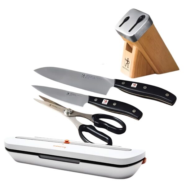 【家事応援企画】 セルフシャープニングナイフブロック4点セットと真空パック器 調理器具 キッチン家電 母の日 プレゼント