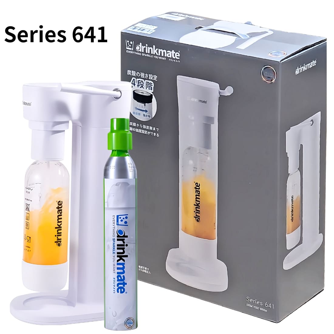 ドリンクメイト 家庭用炭酸飲料メーカー スターターキット Series 641 電気不要 屋外使用OK (カラー: ブラック,ホワイト) 実用的 母の日 父の日 プレゼント - 画像 (1)