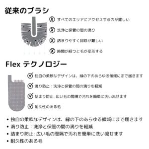 Joseph Joseph デュオ フレックス ライト アドバンスト トイレブラシ 型番:70562 スリムな収納ホルダー 長時間使用しても毛が変形しにくい - 画像 (4)